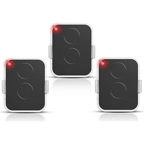 Set di 3 telecomandi, 433 MHz, codice variabile, 2 canali, compatibile con porte da garage e cancelli, formato portachiavi. (1/5)
