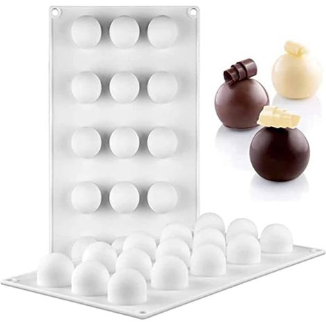 Moule à chocolat sphère 15 cavités en silicone pour bonbons, glace, savon et décoration de gâteau. (1/5)