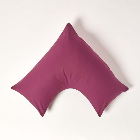 HOMESCAPES Plum Egyptian Cotton V Shaped Pillowcase 200 Thread Count - Plum