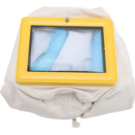 Casque sablage avec cape lentille double couche capuche protection pour sabler peindre gratter châssis jaune (1/5)