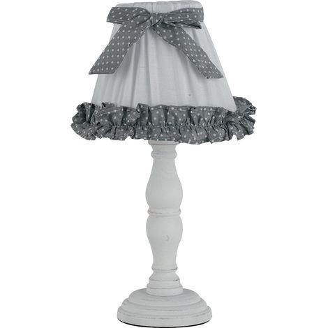 "Lampada da tavolo CANDY in legno con paralume in cotone"