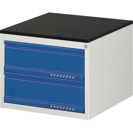 TECWERK Schubladenschrank BK 650 H460xB580xT650mmlichtgrau/enzianblau 2 Schubl. Einfachauszug