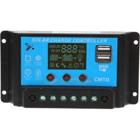Contrôleur de charge solaire automatique pour batterie au plomb 12V/24V 20A, régulateur PWM avec double sortie USB 5V (1/5)