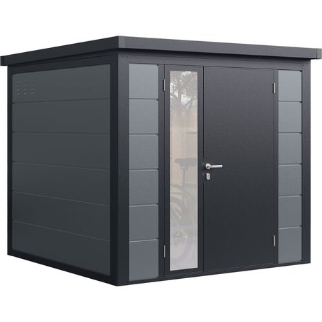 Finnhaus Wolff Metall-Gerätehaus "Ulrik 2323", felsgrau, 230 x 230 cm (1/5)