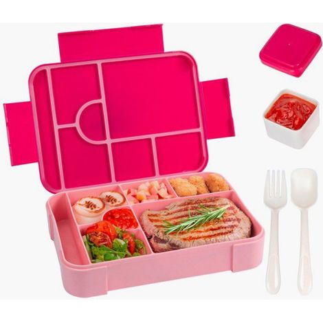 Boîte à lunch pour enfants 1330 ml avec compartiments - Boîte à lunch étanche avec couverts- Compatible micro-ondes - Idéale pour (1/5)