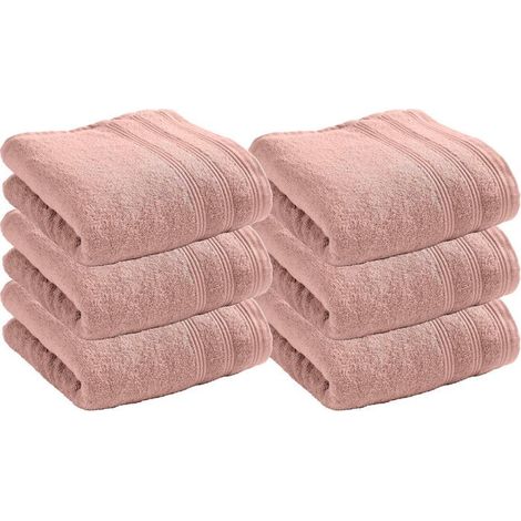 Lot de 6 serviettes de toilette éponge "Spa" 50 x 100 cm / 400 gr/m² - "Spa" Vieux Rose - "Spa" Vieux Rose - (1/4)