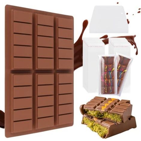 Chocolate Tablet Mold, Deep Chocolate Tablet Mold, Silicone Chocolate Tablet Mold, Non-Stick Silicone Chocolate Tablet Mold for Chocolate, Praline, and Candies (1/5)