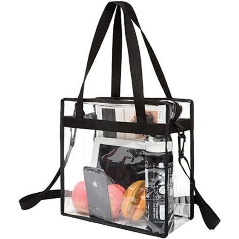 Sac fourre-tout transparent conforme aux normes des stades, avec bandoulière réglable