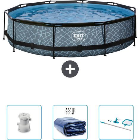 Exit-toys Piscina Exit Redonda - Efecto piedra - 360x76 cm - 6-piezas  SCB90 (1/4)