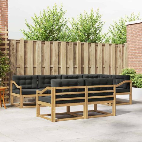 vidaXL Outdoor-Sofagarnitur 6 pcs Weiß und Anthrazit Polyester (1/5)