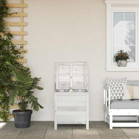 vidaXL Contenitore Giardino Bianco 50x49x56,5 cm Legno Massello