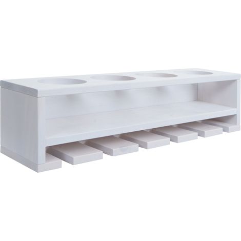 [JAMAIS UTILISÉ] Casiers à vin HHG-703, porte-verres/bouteilles Bar mural Casier pour 4 bouteilles/6 verres Bois Certifié MVG 12x48x12cm, blanc