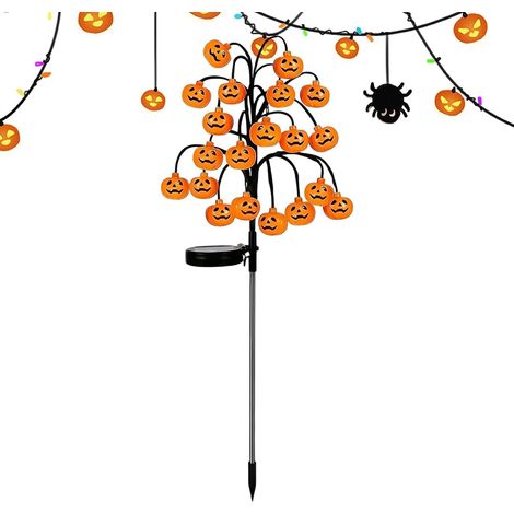Guirlandes lumineuses solaires d'Halloween pour l'extérieur Lumière chaude, résistantes aux intempéries, à piquer Branches de citrouille, alimentées par l'énergie solaire Idéales pour jardin, terra (1/5)