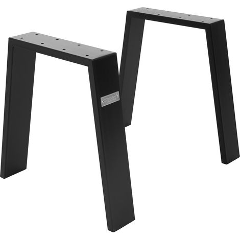 ML-Design Jeu 2x Pieds de Table Loft 44x42 cm, Noir, Profil 8x2 cm, Acier, Design Industriel, Forme en U, Piètement de Table Métal Scandic, Profilés Carrés, Patins de Meuble, Table Basse, Banquette (1/5)