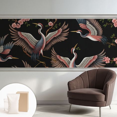 Tapete Vliestapete mit Kleber Wandtapete modern - Tapete mit Motiv - Tapete Schlafzimmer Blumenmuster 250x104 cm (1/5)