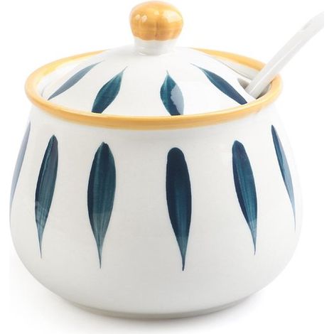longziming - Sucrier - Support à Sucre - Pot Céramique - Protection contre la Poussière - Dosage Précis - Porcelaine sans Plomb - Lavable au Lave-Vaisselle - Utilisation Polyvalente - 1 Pièce (1/5)