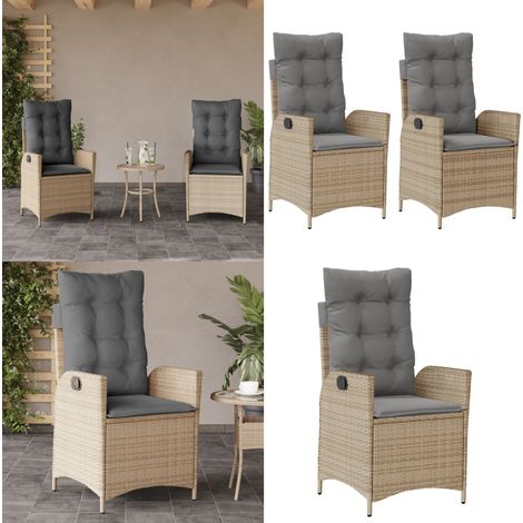 Gartensessel Kissen 2Stk. Verstellbar Beigemischung Poly Rattan - Sitzkissen - Bezug (1/5)