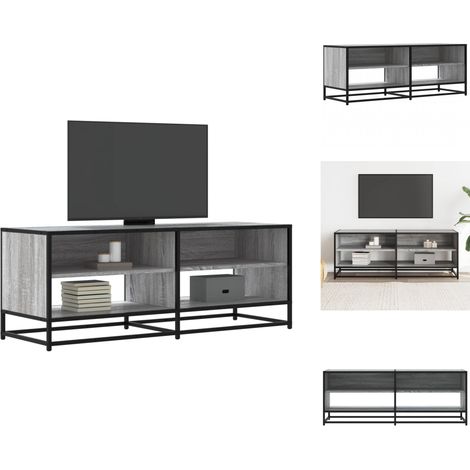 Meuble TV sonoma gris 120,5x40x46 cm bois d'ingénierie et métal - Meuble TV - Meubles TV - Banc TV - Buffet TV (1/5)