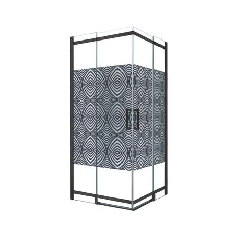 ONDEE - Mampara de baño UIMI, Mampara de baño fundida. ángulo 90x90x210cm - - Vidrio templado - acabado negro mate