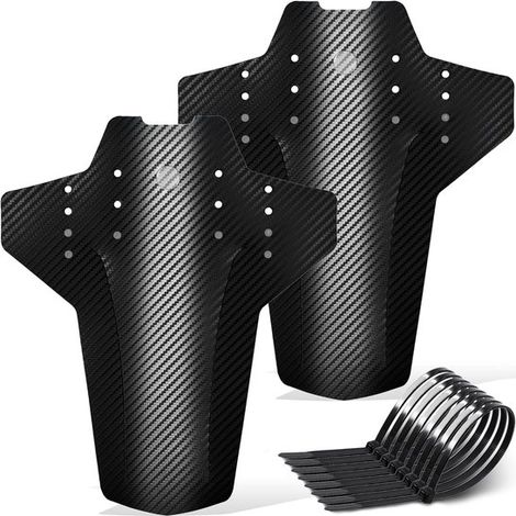 Juego de 2 guardabarros delanteros universales para MTB con aspecto de fibra de carbono,Incluye 12 bridas para cables (1/5)