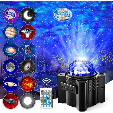 ZOLGINAH Projecteur Ciel Etoile,  Projecteur LED Veilleuse Enfant Rechargeable avec 12 Lentilles Différentes, Lampe Projecteur Luminosité Réglable Bluetooth 15 Mode Télécommande pour Bébé Adulte Décor (1/5)