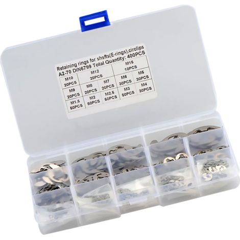 Kit Zerodeko de 400 circlips en acier inoxydable 304, taille M1, 5 (1/5)
