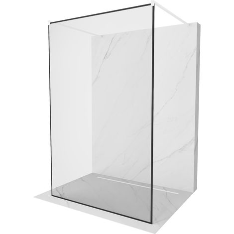 Mexen Kioto freistehende Duschwand 130 x 200 cm, Transparent/Schwarzes Design 8 mm, Weiß - 800-130-0