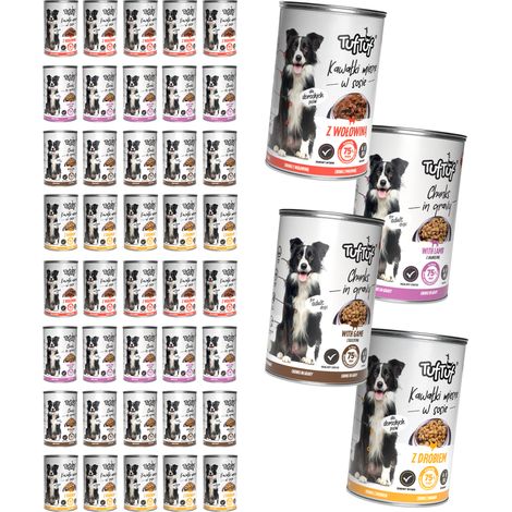 TufTuf Nassfutter für Hunde, Geschmacksmischung, Dose 40 x 415 g, Stückchen in Soße (1/5)