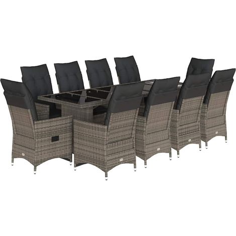 Maison Exclusive - Set de mesa y sillas de jardín 11 pzas y cojin (1/5)