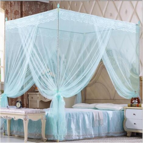 Viereckiges Moskitonetz für Himmelbett, Vorhänge für Queensize-Betten, elegantes und entspannendes dekoratives Himmelbett-Set inklusive komplettem Aufhängeset (2,15 m)