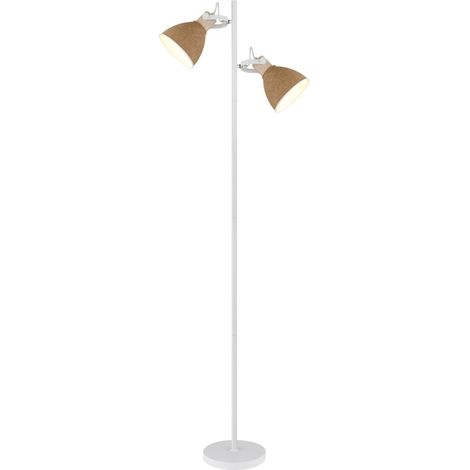 Stehleuchte Stehlampe Holz Wohnzimmerlampe schwenkbar weiß Metall H 158,5 cm (1/5)