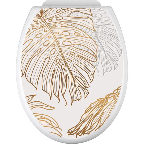 Stickers Abattant WC - Feuilles tropicales - 35x43 cm - Adhésif BRILLANT (1/2)