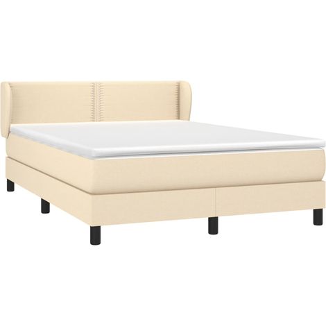 Sommier à lattes de lit avec matelas Crème 140x190 cm Tissu vidaXL (1/5)