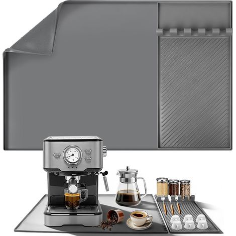 Tapis de protection contre la chaleur pour machine à café - 60 x 40 cm - Tapis de protection contre la chaleur pour machine à café Airfryer - Tapis en silicone avec bord - Pour micro-ondes et (1/5)