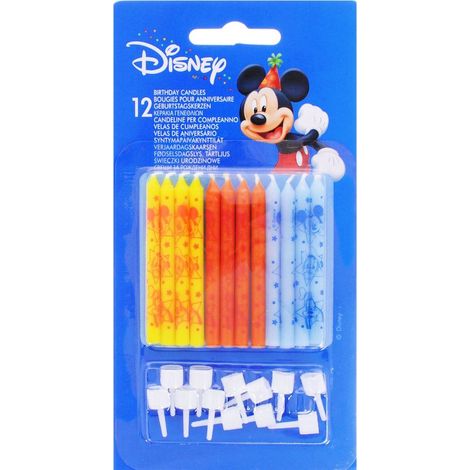 Velas para tarta de cumpleaños de Mickey Mouse, 12 unidades. (1/3)