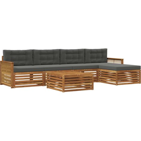 Outdoor Sofa Set with Cushion 6 pcs Natural and Anthracite vidaXL