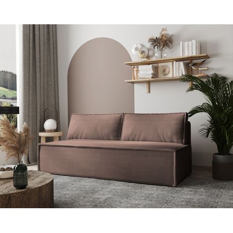 Sofa Designersofa AMANDA 3-Sitzer mit Schlaffunktion in Stoff Zoom Braun (1/5)