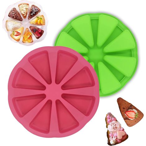 Set of 2 Silicone Cake Mold, Silicone Bake Mold, Round Cake Mold, Silicone Pizza Mold for Corn Bread, Brownies, Muffins (Green and Rose Red) (1/5)