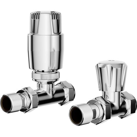 Dias Chrome Thermostatic Straight Radiator Valves (1/5)
