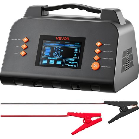 VEVOR Cargador de Batería de Coche 30A 6V 12V 24V para Litio LiFePO4 Plomo-ácido, con Pantalla LCD, 4 Modos, Carga en 7 Etapas, Compatible con Automóviles, Vehículos Recreativos Pesados, Barcos (1/5)