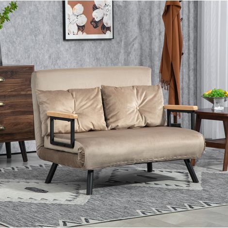 Fauteuil convertible 1 place 102x73x81 cm acier marron OKMYHOME (1/3)