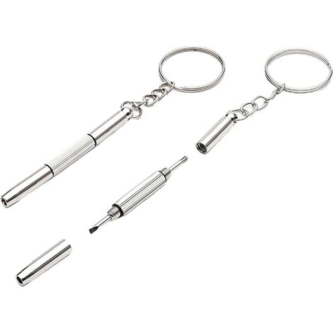 Destornillador pequeño de doble punta para gafas o gafas de sol, con llavero, 2 unidades.