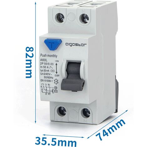 INTERRUTTORE DIFFERENZIALE SALVAVITA AC 2P 50A 30mA 240V PROTEZIONE DA DISPERSIONE VERSO TERRA