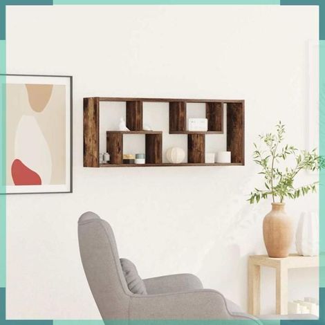 Étagère murale - 815846 - chêne fumé - 36 x 16 x 90 cm - Capacité 40 kg (1/5)