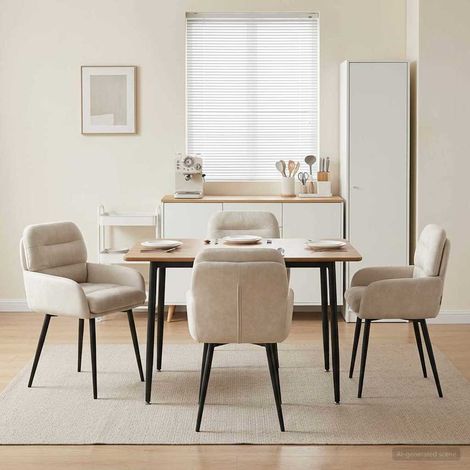 vidaXL Sillas de comedor 4 uds. Terciopelo Crema 59 x 59,5 x 90 cm (1/5)
