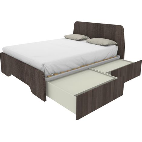 Letto matrimoniale 160x200 con testate sagomate e cassettoni - Olmo jerez scuro
