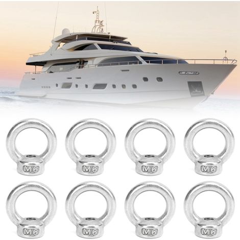 Set di 8 golfari in acciaio inox per sollevamento esterno, destinati all'industria nautica, yacht, motoscafi e navi d'assalto (carico massimo: 70 kg). M6 (1/5)