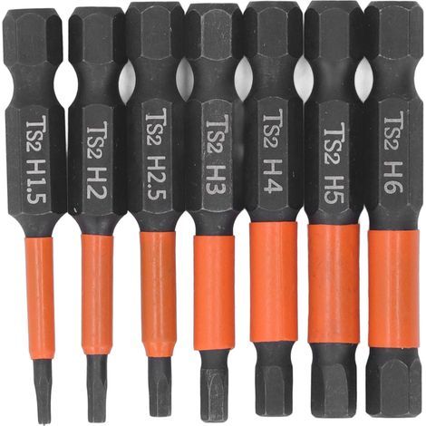 7-teiliges magnetisches Schraubendreher-Bit-Set, metrische Sechskantschaft-Schlagschrauberbits H1,5-H6 (1/5)