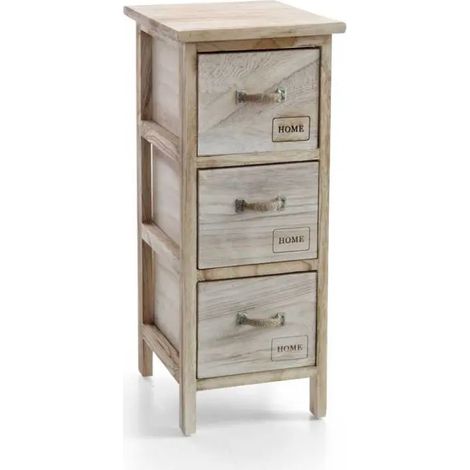 Cómoda vertical de 3 cajones en madera clara 26 x 32 x 62 cm