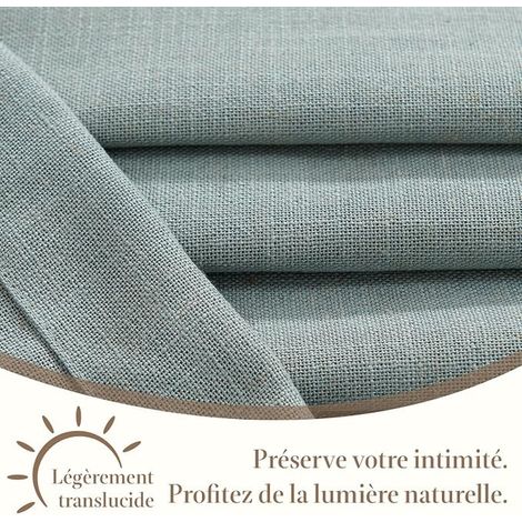 Rideau Cuisine Court Fenetre Chambre Vert Olive L 65 x H 60 cm, Rideau sous Evier Semi Transparent en Effet Lin, Brise-Bise d'Interieur pour Placard Salon Panneaux (1/3)
